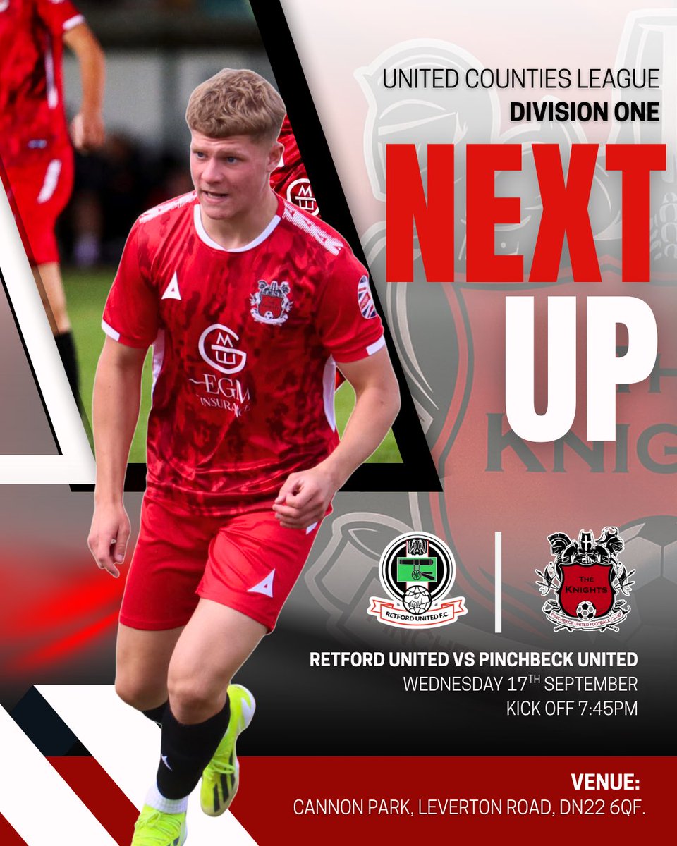 PinchbeckUnited's tweet photo. It’s the start of a big week for the Knights as we hit the road again this Wednesday night!
We travel to league leaders @RetfordUnited in what promises to be a stern test for the lads, who will be looking to bounce back after last weekend.
#UpcomingFixture @utdcos https://t.co/ZpLA5njbou