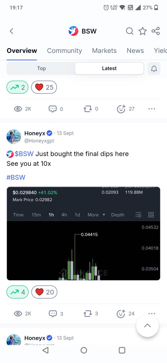 RahulTiwarirt22's tweet photo. @Honeyxgpt never take trade from this idiot she asked to buy bsw at 0.03 with 10x return fucking fool https://t.co/msmaC8lIgC