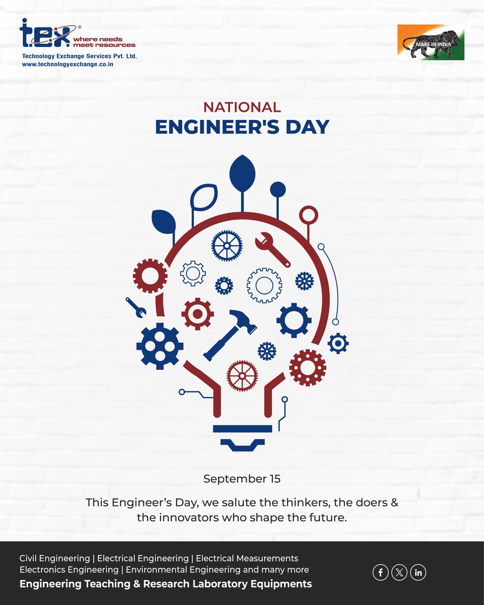 Tex_Technology's tweet image. May your curiosity never stop, and your experiments never cease. Happy Engineer’s Day!

#EngineersDay2025 #BuildingTheFuture #HandsOnLearning #EngineeringTools #FutureEngineers #TechInnovation #EngineersAtWork #TEX