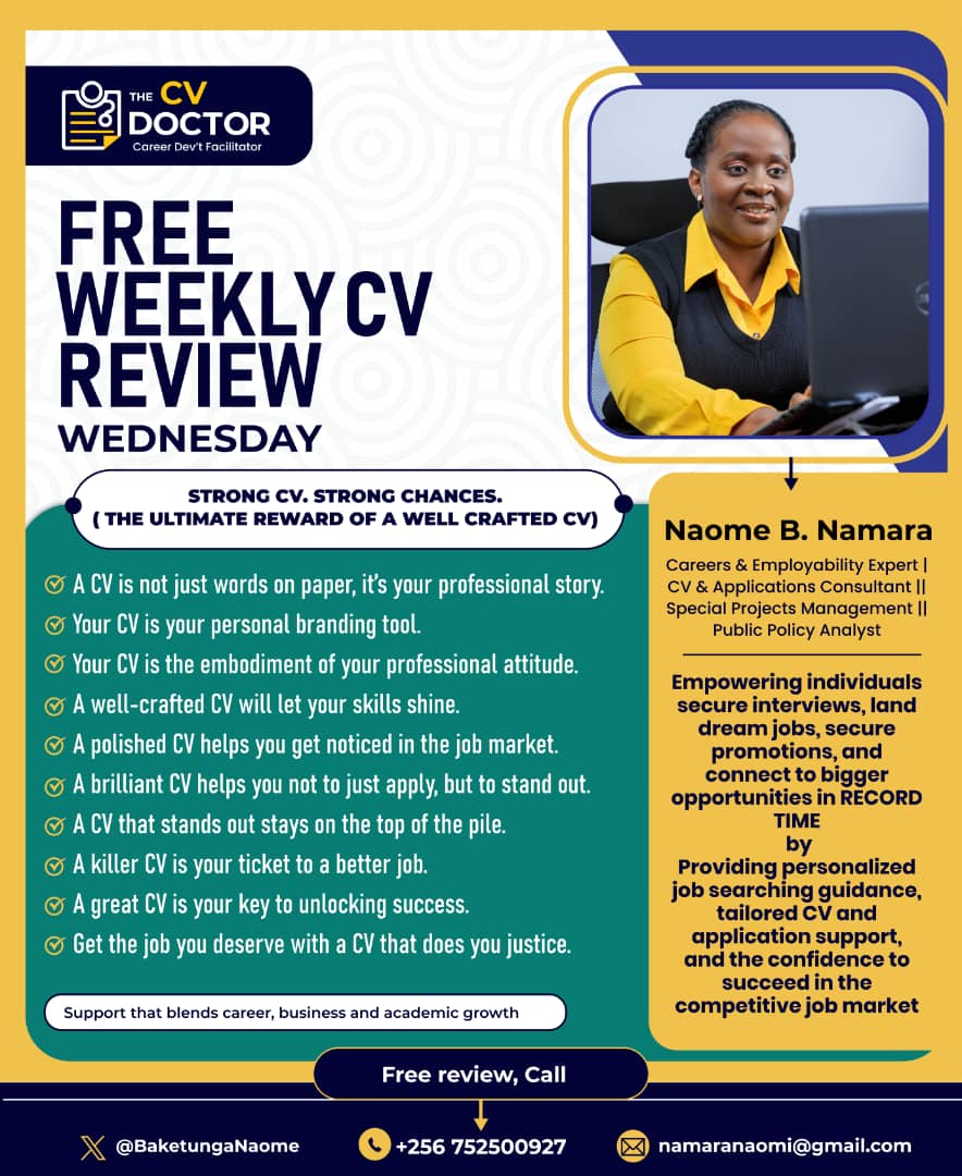 HELLO HELLO HELLO HELLO 

ANOTHER WEEK WITH FRESH IDEAS AND NEW OFFERS. 

I AM HERE TO INFORM YOU THAT ON WEDNESDAY WE HAVE FREE CV REVIEW. 

PREPARE YOUR CV AND ON WEDNESDAY BE THE FIRST ONE TO SEND TO OUR CONTACTS AS LISTED BELOW ON FLYER 

Strong CV, Strong chances. 

Stay