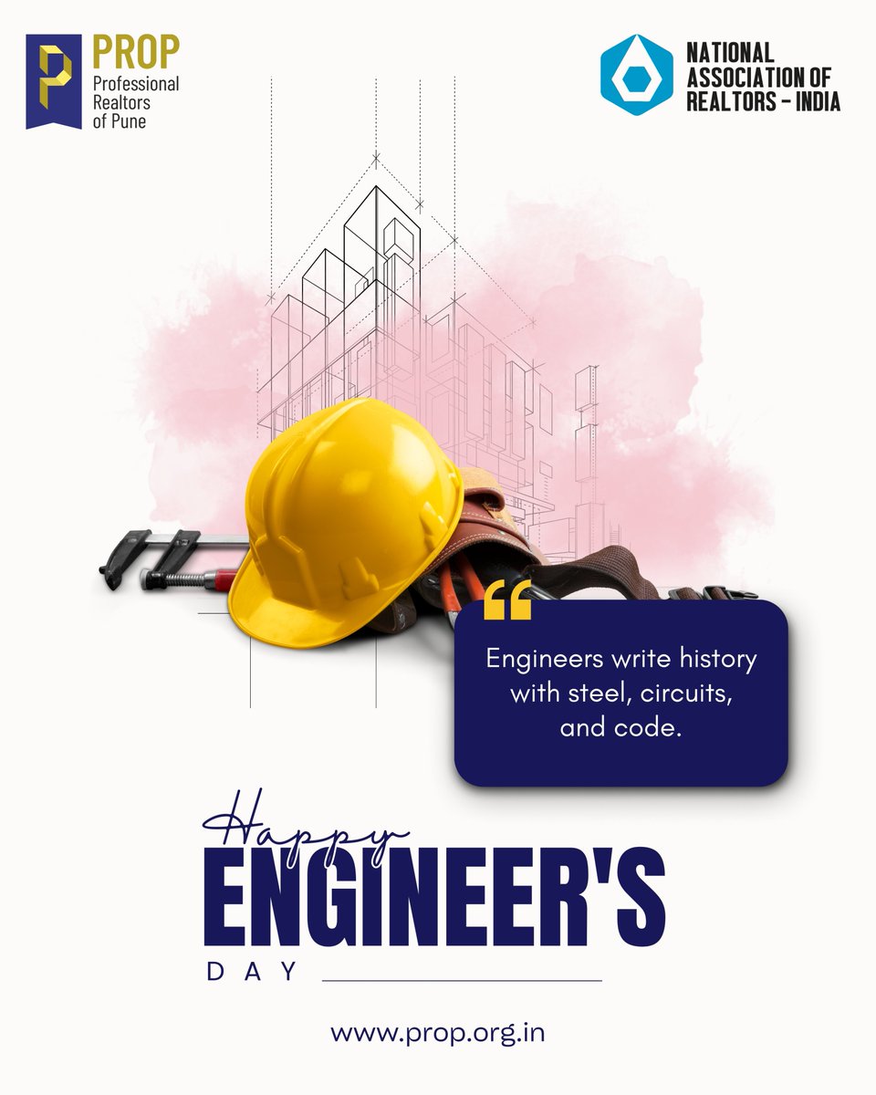 Engineers write history with steel, circuits, and code.
PROP salutes every engineer who makes progress possible!

#PROPPune #EngineersDay #HappyEngineersDay #Innovation #EngineeringExcellence #CivilEngineer #RealEstateIndia #NARIndia #EngineersOfIndia #BuildersAndRealtors