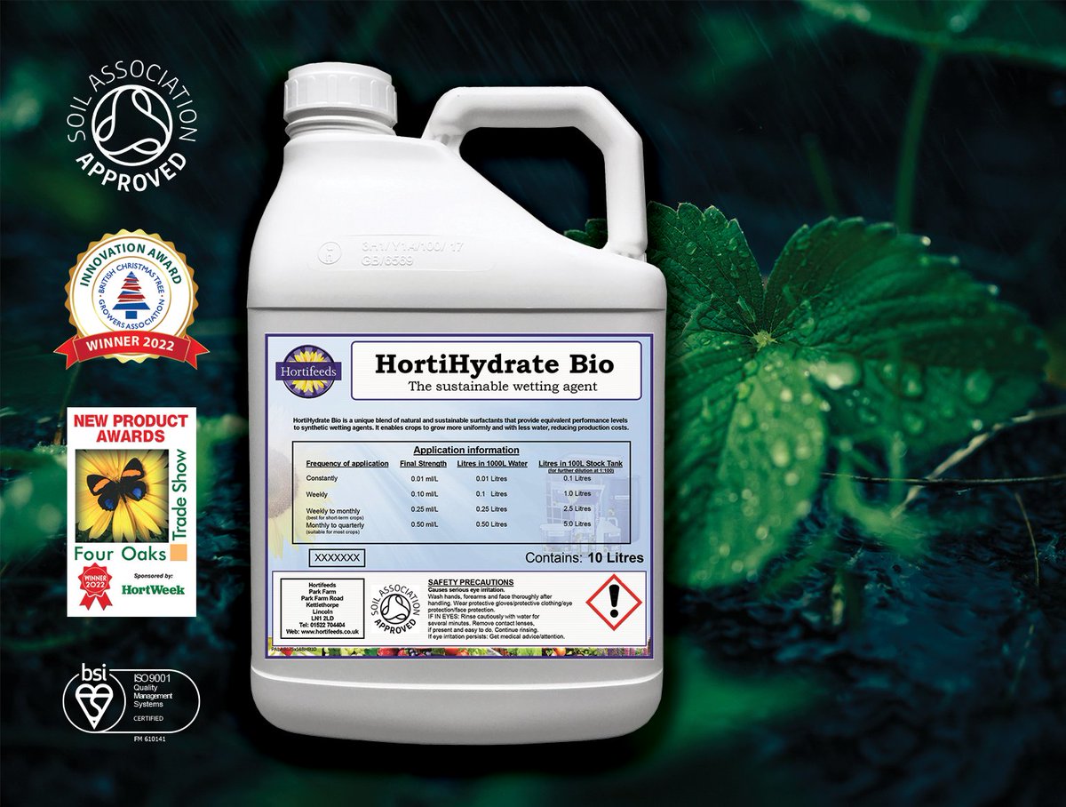 HortiHydrate Bio is <a href="/Hortifeeds/">Hortifeeds</a> #environmentally friendly #wetter liquid made from #sustainable sources

Contact your Regional Sales Manager here bit.ly/3fgOiPi for further information

#FruitGrowers #ornamentals #softfruit #wetter #Horticulture #Agronomy #growers
