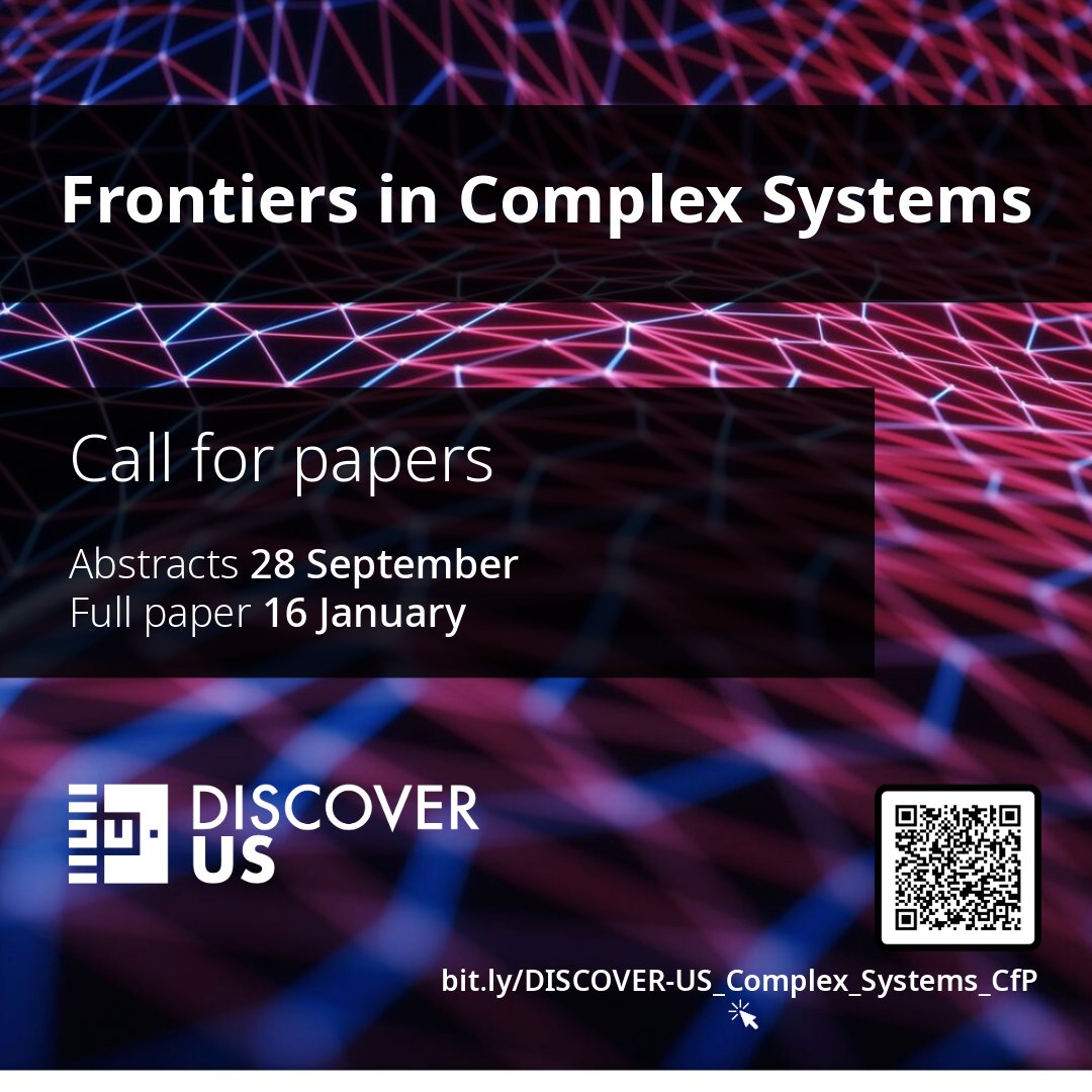 hipeac's tweet photo. 📣 #DiscoverUS Call for papers: Frontiers in Complex Systems 
👉https://t.co/wvDX8B5vEr
⏳ Abstracts: 28 September | 📜 Papers: 16 January
Topic: Intelligent Self-Organized, Dynamic, and Adaptive Complex Distributed Systems

#DiscoverUS invites contributions to the research topic 'Intelligent Self-Organized, Dynamic, and Adaptive Complex Distributed Systems' for the journal Frontiers in Complex Systems. Topics of interest include: 
– abstraction models, virtualization, SDX paradigms
– swarm-based architectures and algorithms 
– edge-cloud continuum orchestration and resource federation
– distributed deployment automation and application management at scale
– intelligent platforms for distributed data management, multi-agent systems, and swarm intelligence
– AI frameworks for self-organizing systems
– AI multi-agent distributed frameworks
– end-to-end security, resiliency, and traceability in distributed environments
– adaptive and emergent behavior through self-learning and dynamic reconfiguration.
– explainable AI (XAI), interpretability (IAI), and accountability in distributed systems.
– collaborative AI-assisted programming environments and tools

Editors Ovidiu Vermesan (@SINTEF), @rosabadia (@BSC_CNS)  and Chandra Krintz (@ucsbcs) are looking forward to your contributions.

@AerosProject | @cognifogproject  | @SmartEdge_EU | @OASEES3 |