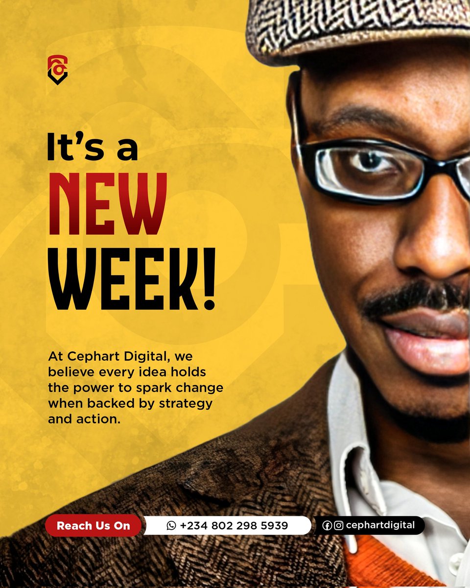 cephartdesign's tweet photo. This week, let's commit to:
*Think Bigger – Challenge yourself to see beyond the obvious.
*Stay Consistent – Small, focused actions create lasting impact.
*Embrace Learning – Every challenge is an opportunity to sharpen your edge.

At Cephart Digital, We Brand with Strategy. https://t.co/QHhpXCAg1E