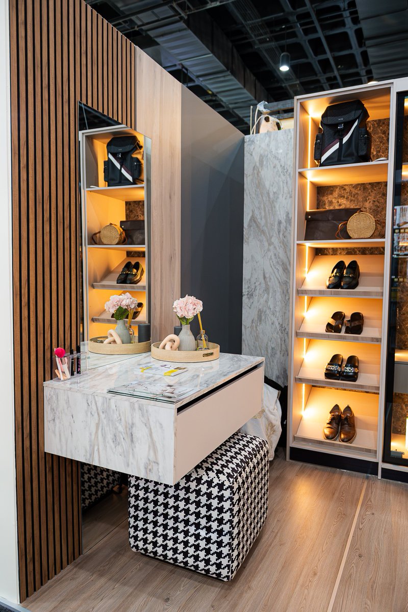 DenicCabinets's tweet photo. Your little corner of calm 💕 From a chic marble vanity to cozy seating and soft lighting—this is the space that makes getting ready feel effortless (and a little extra special ✨). https://t.co/bXpQDOK9bM