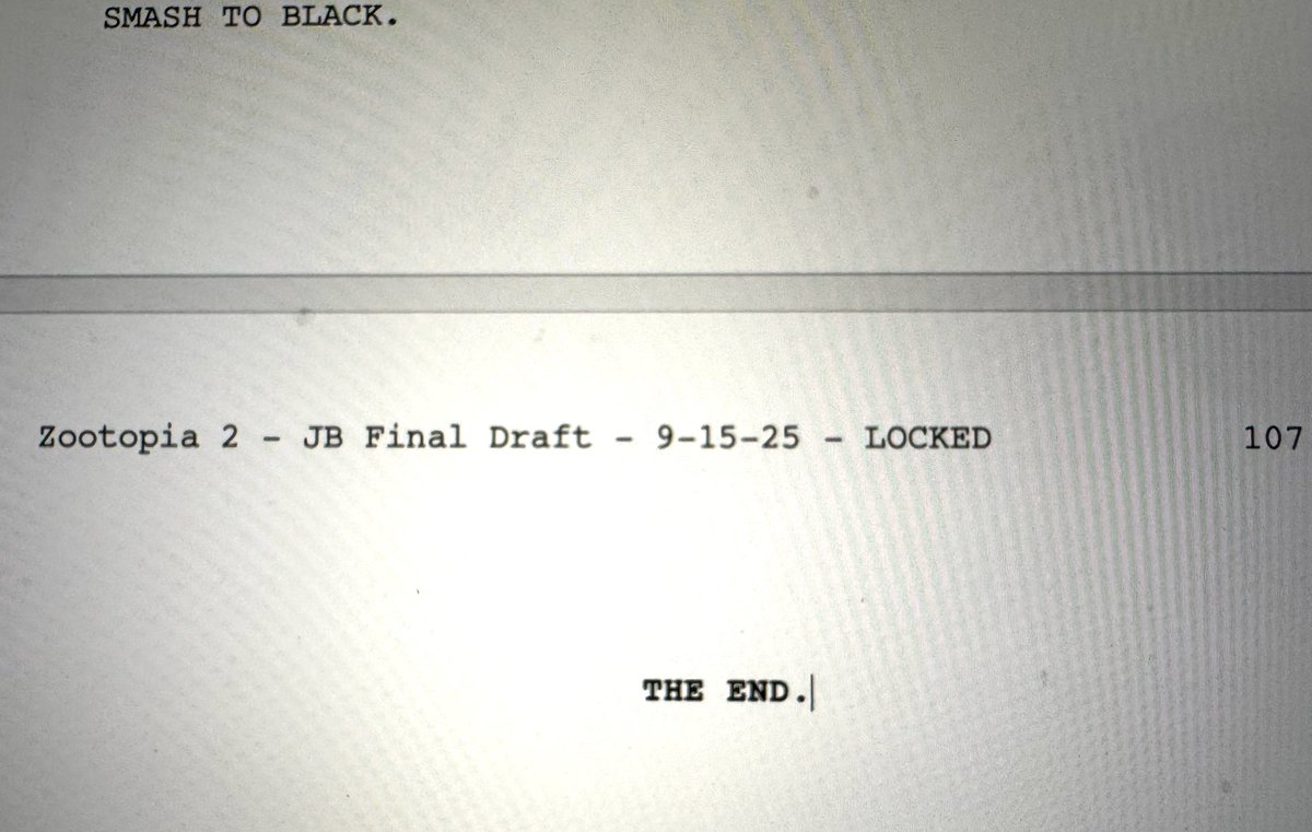 thejaredbush's tweet photo. After the final tiny adjustments and edits, there comes a time in the last two months of our films, when we consider the script officially locked. We are there, and I am so proud of the hundreds of people @disneyanimation who worked so hard to get us here. #zootopia2 #pencilsdown https://t.co/adkwGjewVO
