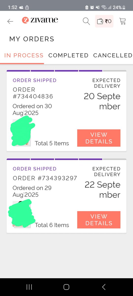 frau_aus_Indien's tweet photo. @SahityaSahay @Zivame @jagograhakjago @ConsumerForumIn 📸 Proof of Zivame’s harassment 👇
Orders placed on 29 &amp; 30 Aug — still no delivery.
Delivery dates keep shifting: 3 → 7 → 9 → 11 → 15 → now 20 &amp; 22 Sep.

@Zivame stop playing games and refund my money NOW!

#CustomerServiceFail #FraudAlert #OnlineShopping #India #Zivame https://t.co/lz7hh0wj2G