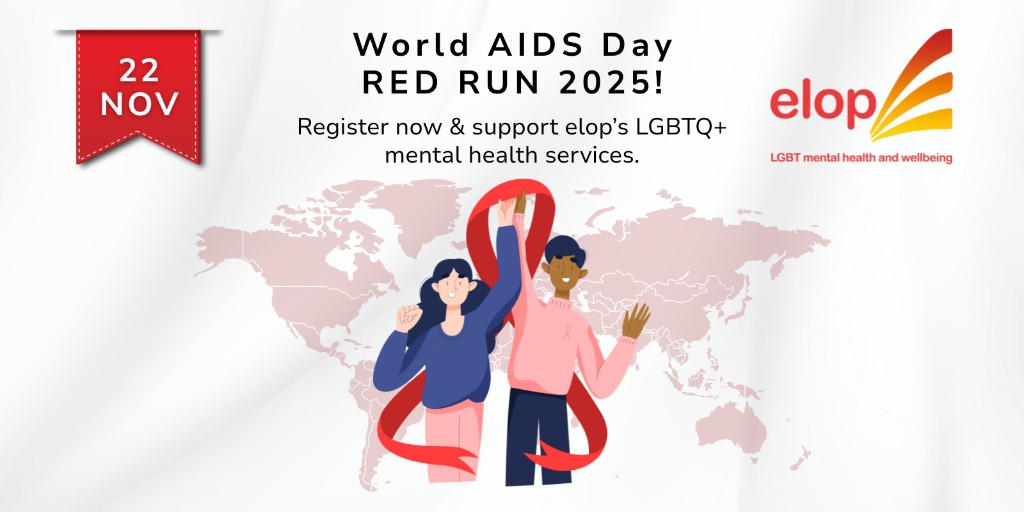 ELOP_LGBT's tweet image. Run, Walk, Sashay for Change🏃‍♂️

This  #WorldAIDSDay RED RUN on November 22, let’s make every step count!

By supporting elop, you're helping to provide crucial mental health services to the LGBTQ+ community.

🔗 Sign up now and let’s take action together: redrun.org.uk