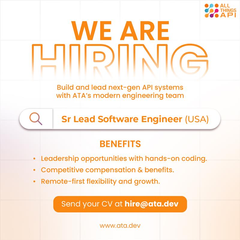AllthingsAPI's tweet image. We’re hiring 🚀 Sr Lead Software Engineer (US | Full-Time)
12+ yrs exp. | Node.js | React.js | AWS | Microservices
Hands-on + Leadership role

Apply 👉 ata.dev/careers/

#hiring  #JobAlert  #vacancy