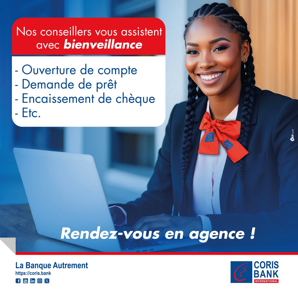 Nos portes vous sont ouvertes et nos conseillers vous attendent avec le sourire.
Passez en agence pour bénéficier d'un service de qualité !

#CBI_Senegal #LaBanqueAutrement #Assistance