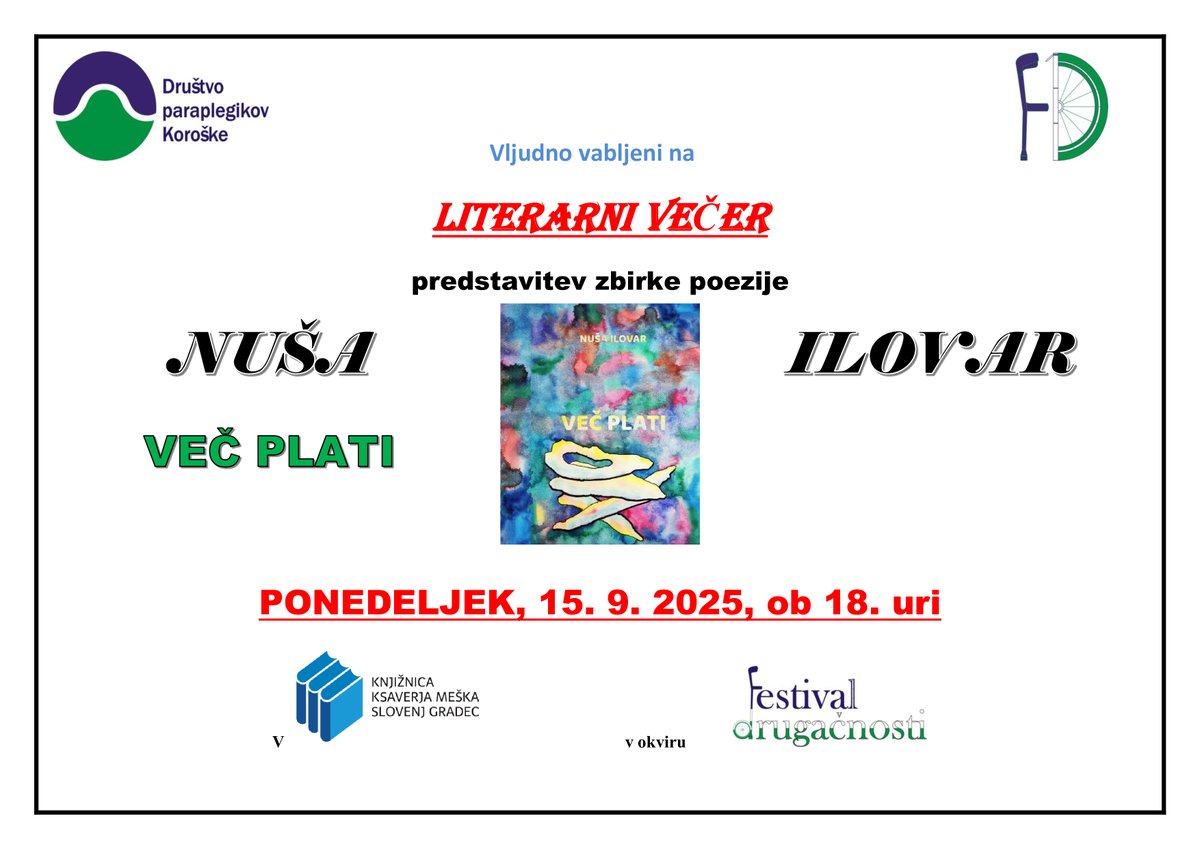 NushaIlovar's tweet photo. Vljudno vabljeni ob 18h v knjižnico Ksaverja Meška v Slovenj Gradec! https://t.co/wl76c0iUAe