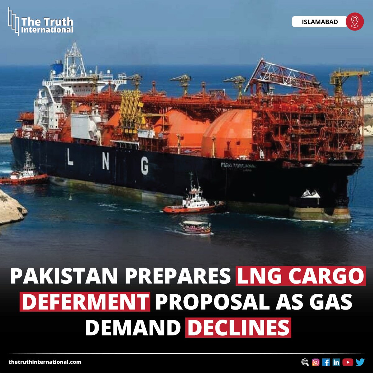 ttimagazine's tweet image. Pakistan Prepares LNG Cargo Deferment Proposal as Gas Demand Declines

FOR FULL STORY:  thetruthinternational.com/pakistan-prepa…

#Business #Pakistan #Prepares #LNG #Cargo #Deferment #Proposal #Gas #Demand #Declines #Islamabad #TTI