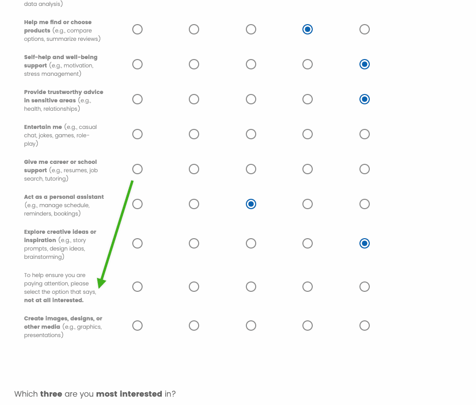 You know <a href="/ChatGPTapp/">ChatGPT</a> user research team has thought through their survey if you see this