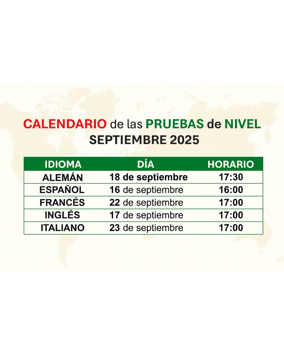 eoitoledo's tweet photo. ¡ATENTOS! Todos aquellos alumnos que hicieron su solicitud en mayo y septiembre a través de EDUCAMOSCLM o a través del formulario web desde el 13 de septiembre, realizarán la prueba de nivel que solicitaron en estos días y horas. Recibiréis también un email. https://t.co/1MaDUezzDj