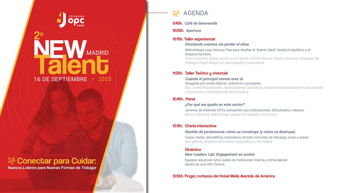 🔴NEW TALENT🔴
Segunda edición de nuestro evento dedicado a los jóvenes que trabajan en la organización profesional de congresos.

📅: 16 de septiembre
📍: Hotel Meliá Avenida de América, #Madrid

👥Con un completo programa teórico y práctico

Aún podéis apuntaros aquí: