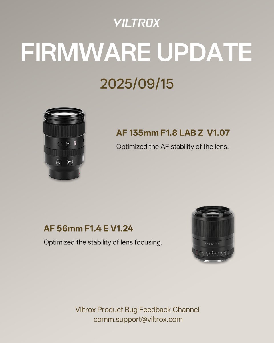 ViltroxOfficial's tweet image. #Firmwareupdate Viltrox Latest Firmware Update.

🔗Firmware Download at viltrox.com/pages/download…
📮 Viltrox Product Bug Feedback Channel comm.support@viltrox.com

#viltrox #viltroxlens #viltroxfirmware #photography