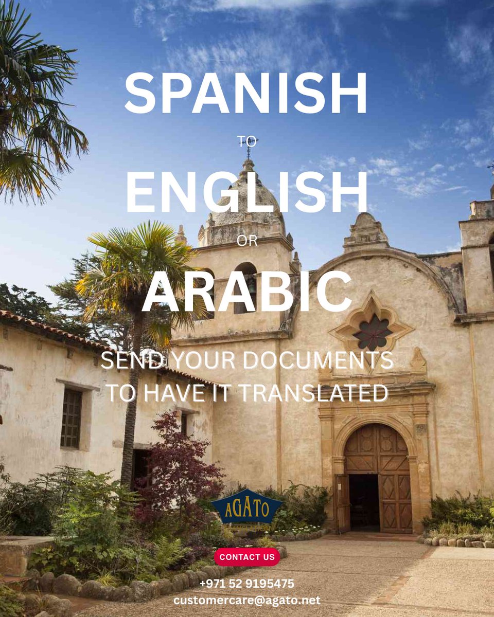 AgatoTranslate's tweet photo. SPANISH to ENGLISH or ARABIC TRANSLATION

#TrendingNow #Spanish #English #Arabic #translation https://t.co/znv6g8UsZp