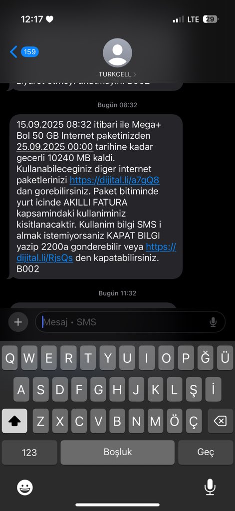 İnterneti yüksek olan pakete geçtim evde ve işte wifi kullanmama rağmem 1 ay yetmiyor bu normal mi <a href="/Turkcell/">TURKCELL</a>