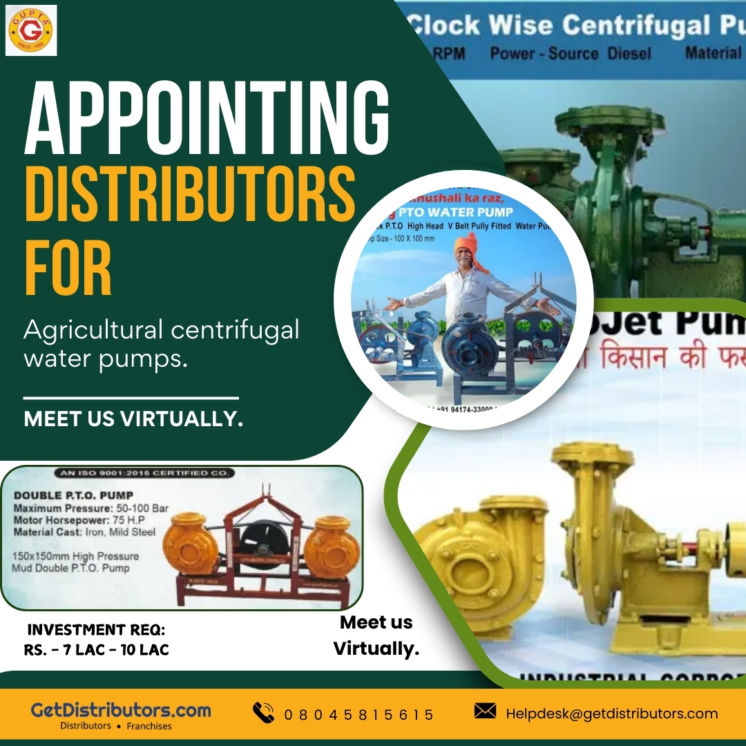getdistributors's tweet image. Appointing Distributors for agricultural centrifugal water pumps.
Meet us Virtually.
Brands 👉 #JETKING #TURBOJET #GUPTA 
Details 👉  getdistributors.com/tiny/R1RLm4IvVC
★Investment Needed : ₹  7 Lac - 10 Lac
✓Hurry to take #Distributorship !
Share your contact details.
#Waterpump