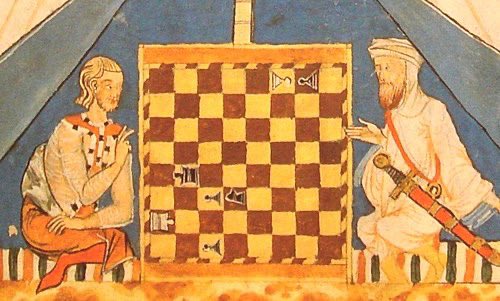 3rab_vision's tweet image. A Christian and a Muslim playing chess in 13th-century al-Andalus.