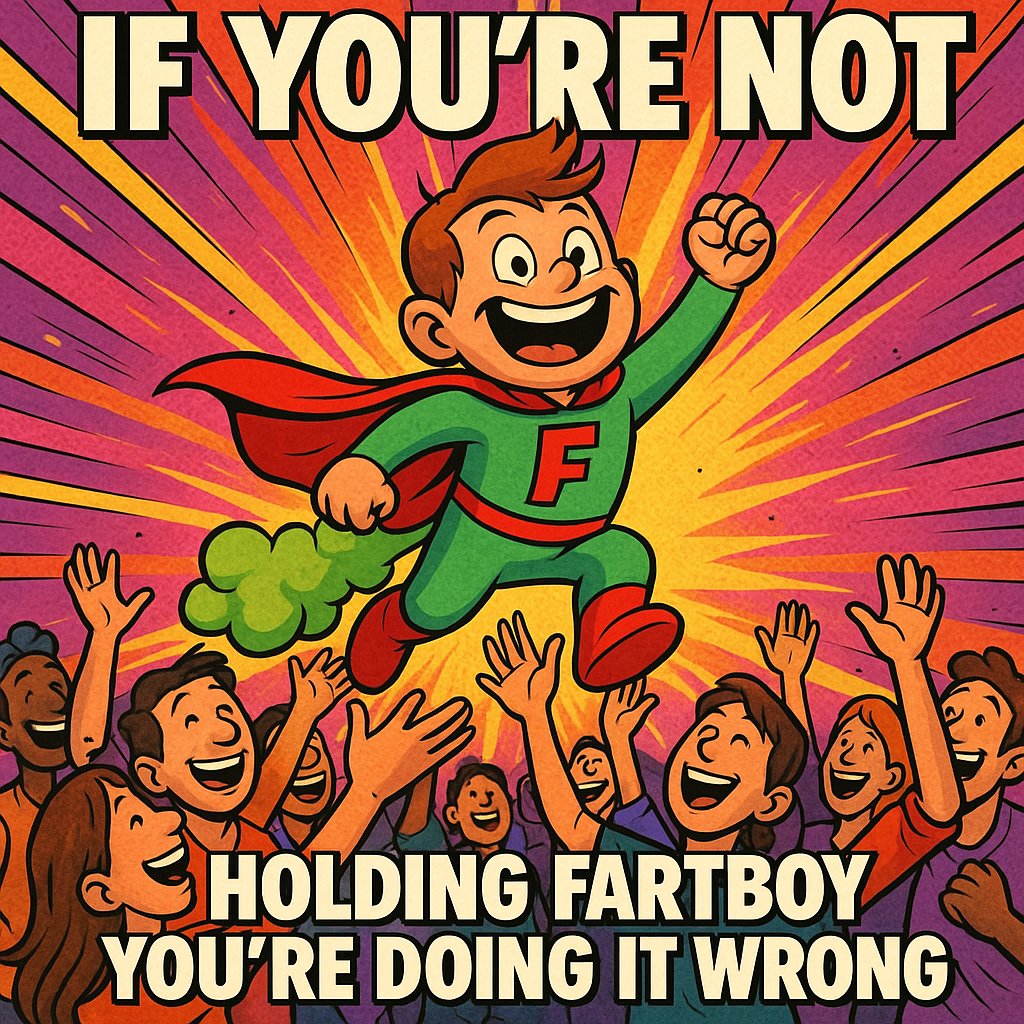 9 months since holding and joining the amazing #fartboy community. It's more than a #memecoin, its a community of like-minded friends that have supported, joked and consoled each other through this crytpo season and in life - all through the medium of Discord.