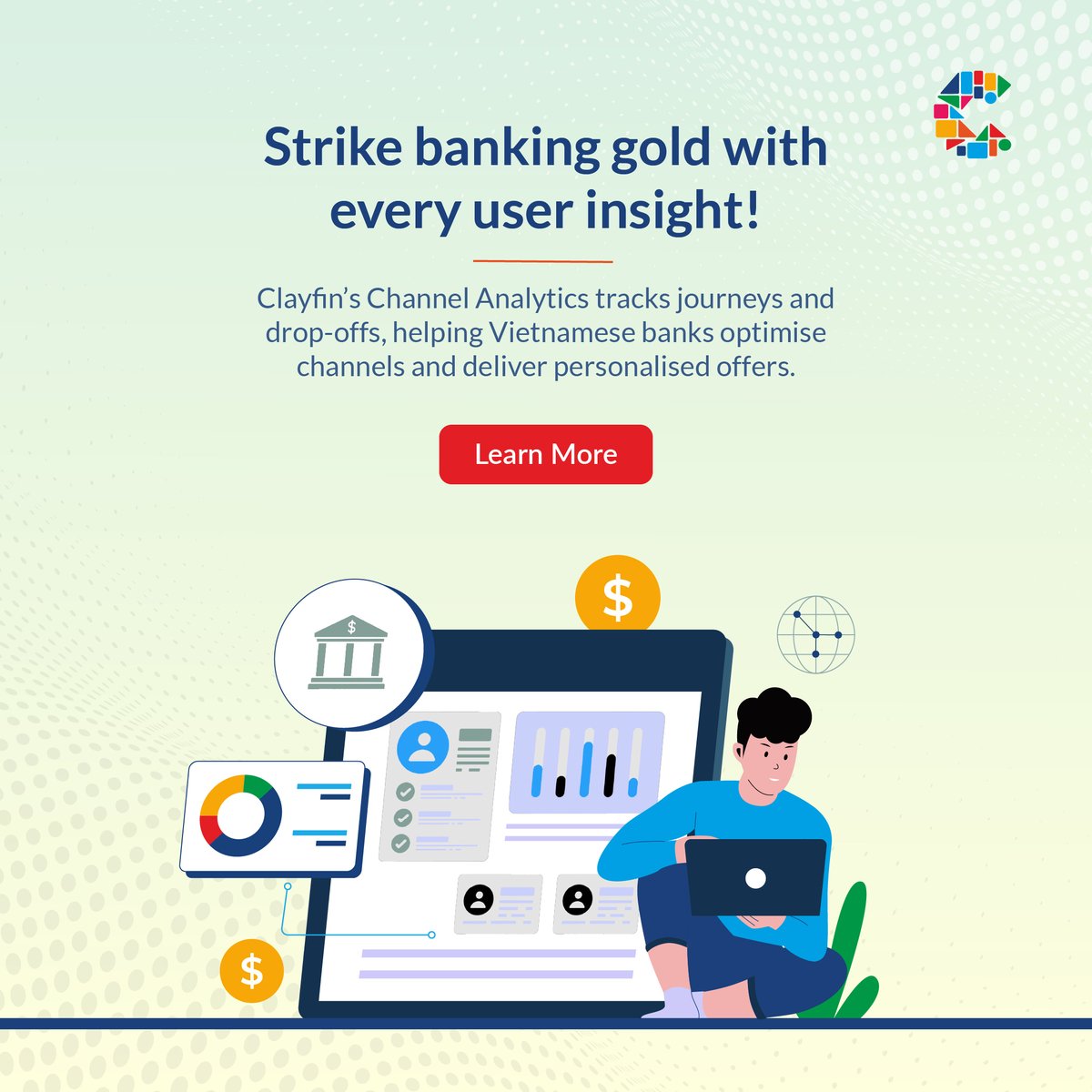 Clayfin_Tech's tweet image. User behaviour drives smarter banking. With Clayfin’s Channel Analytics, Vietnamese banks can track logins, journeys, and drop-offs to optimise channels and personalise offers.
#SmarterBanking #ChannelAnalytics #DigitalBanking #CustomerExperience #VietnamBanking