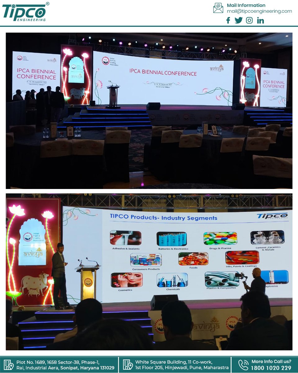 tipcoengineer's tweet image. We are at the IPCA Biennial #Conference 2025!⚡
Team Tipco Engineering #India is proud to be part of this prestigious event, sharing our turnkey solutions for the Paint, Ink, Construction Chemicals & Adhesives #industry, and connecting with leaders who are shaping the #Future.