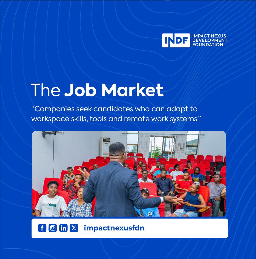 impactnexusfdn's tweet image. The Job Market
Opportunities &amp;amp; Innovation 
The Impact of Digital Skills in this Age
Let’s Bridge The Skills Gap, together.

#impactnexus #INDF #digitalskills