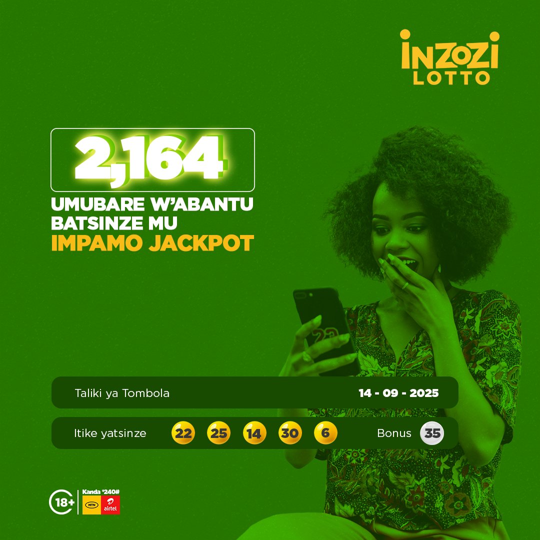 Abantu 2,164 batsinze mu IMPAMO JACKPOT yo ku wa 14/09/2025! 🎉

Iki cyumweru nawe waba umunyamahirwe utsindiye akayabo! Kanda *240# ukine nonaha!

#TsindaDutsinde #InzoziLotto
