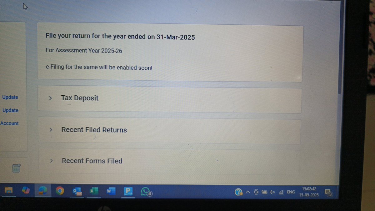 casagarpatel32's tweet photo. New error, E-filing for AY25-26 withdraw due to gliches n crash of portal, how can u expect to file return, horrible dept, Feeling near to death #extend_ITR_TAR_duedates #Extend_Due_Date_Immediately @nsitharamanoffc @narendramodi @FinMinIndia @PMOIndia @theicai @IncomeTaxIndia https://t.co/TxtJKLQYnE