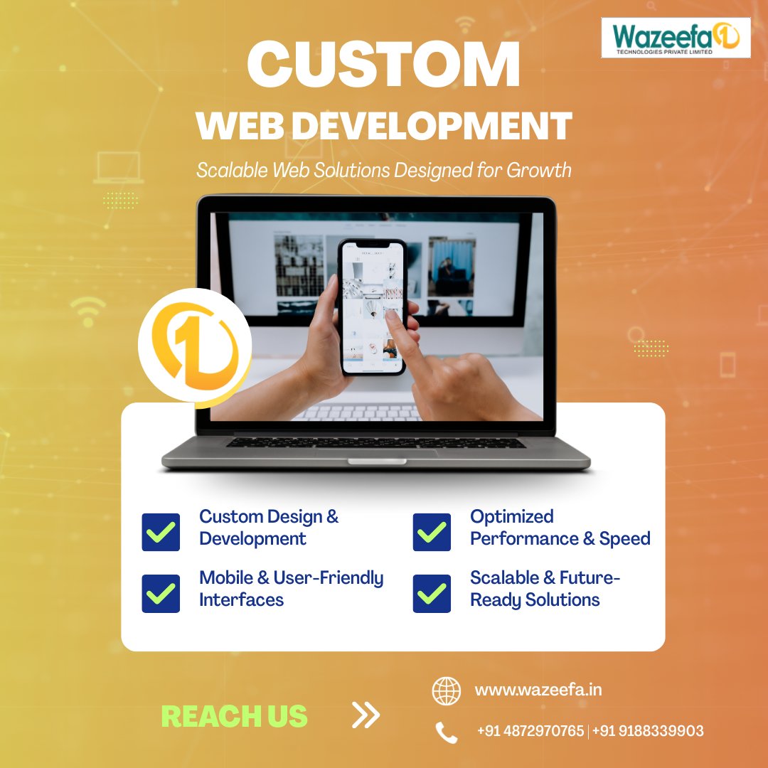 Wazeefa1India's tweet image. 💻✨ Boost your business with Custom Web Development that’s scalable, user-friendly &amp;amp; future ready. 

📍 Infopark, Thrissur
✆ +91 9188339903 | ☏ +91 487 297 0765
🌍 wazeefa.in/web-developmen…

#WebDevelopment #DigitalSolutions #CustomWebDevelopment