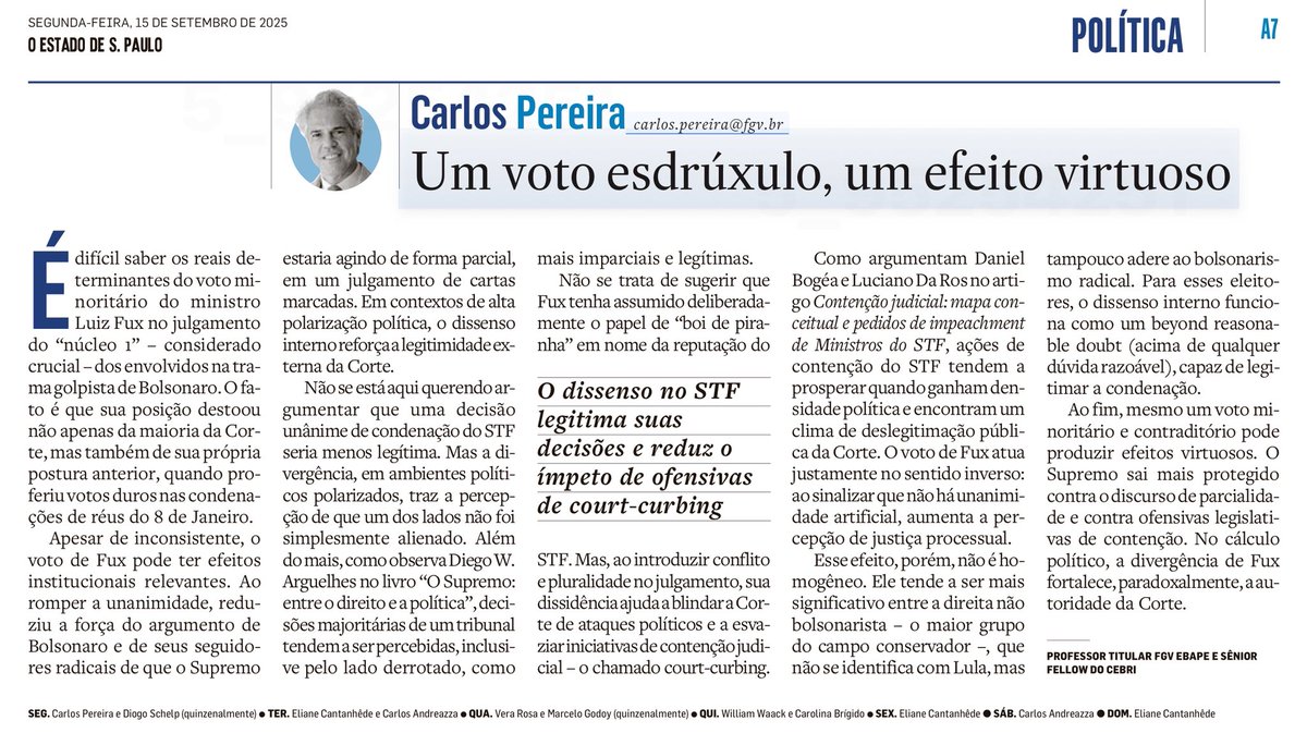 Dissenso que legitima: o voto de Fux desmonta a narrativa bolsonarista de parcialidade do Supremo.