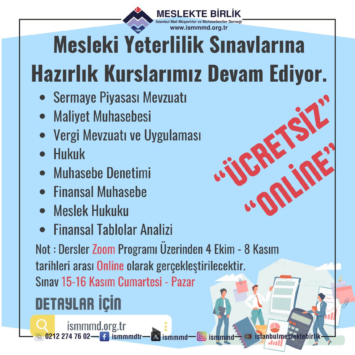 Mesleki Yeterlilik Sınavlarına Hazırlık Kurslarımız devam ediyor. 
Dersler Alanında Uzman Eğitim kadromuzla Zoom üzerinden Online ve Ücretsiz olarak gerçekleştirilecektir. 

forms.gle/Se4CGK6AEaWc5k…

#ismmmd
#meslektebirlik
#turmob