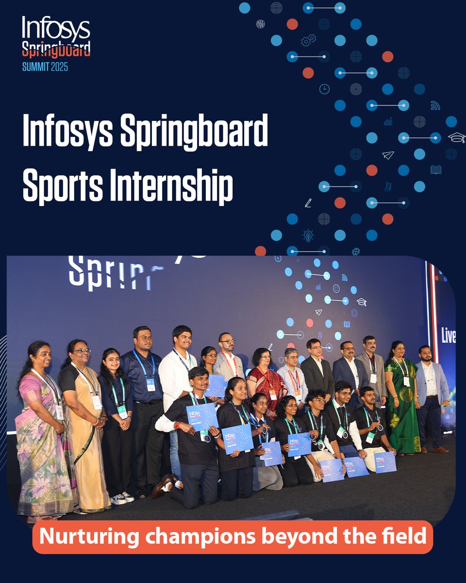 InfySpringboard's tweet image. From virtual projects to sports fields, Infosys Springboard Internships prepare future-ready talent and nurture champions for life.

#InfosysSpringboard #learningtolivelihood #InfosysSpringboardsummit2025