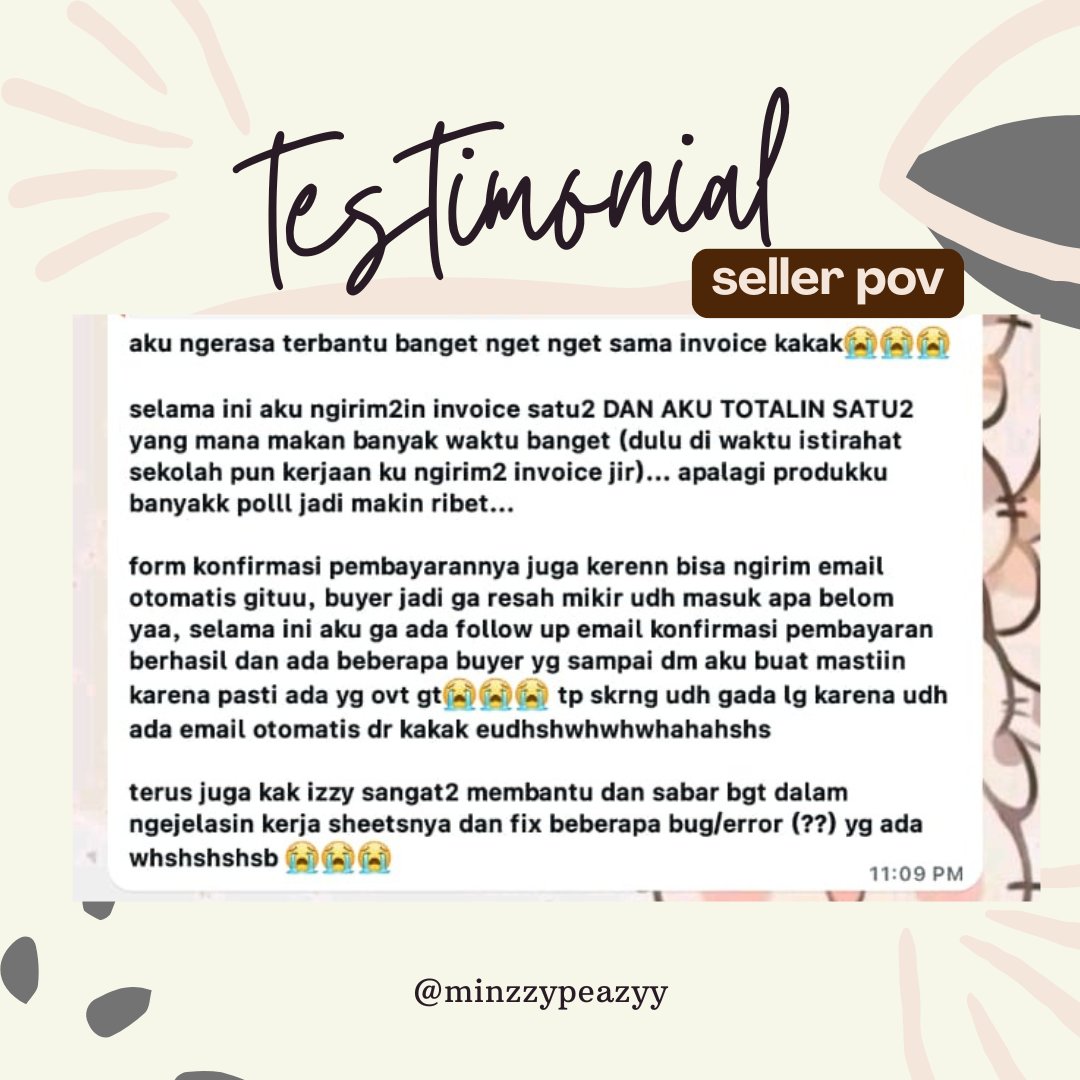minzzypeazyy's tweet photo. ✨🌿 enih dari pov sellerrrrr

udah include kirim konfirmasi pembayaran ke buyer loh jadi buyer ga ovt nanya2 ke DM, krna kalo udah diterima pembayarannya ada email konfirmasi biar buyer tenang, seller senang, jadi sama2 aman ✨😆😆

#invoizy gform automation https://t.co/ymuptdWxgI