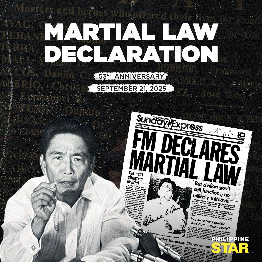 Today, we remember the declaration of martial law under Ferdinand Marcos Sr. It led to 3,257 extrajudicial killings, 35,000 documented tortures, 77 forced disappearances cases and 70,000 incarcerations.