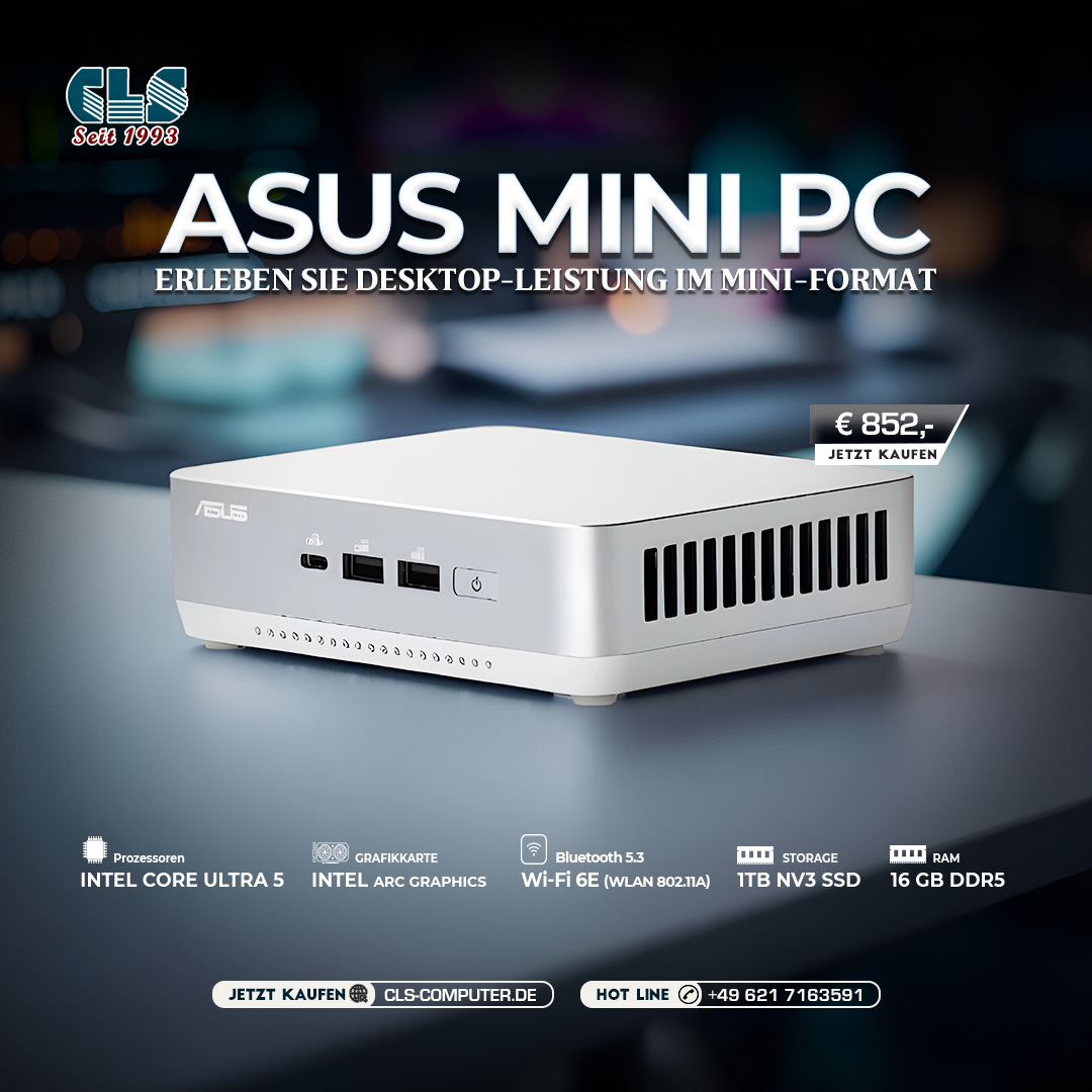cls_computer's tweet image. 🔊 Dieser ASUS Mini-PC wird von einem Intel Core Ultra 5 Prozessor mit integrierter Intel Arc Grafik angetrieben.  läuft mit Windows 11 Home und wird mit 3 Jahren Garantie sowie lebenslangem Service geliefert.
🛒 Versandbereit: cls-computer.de/mini-pc-intel-…

#minipc #asus #PowerfulPC