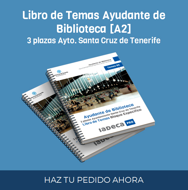 iadeca's tweet photo. ¿Quieres trabajar en una biblioteca? 
El Ayuntamiento de Santa Cruz de Tenerife convoca 3 plazas de Ayudante de Biblioteca A2. 

Prepárate con el libro de temas de IADECA que incluye el Bloque General (12 temas) y el Bloque Específico (48 temas). Todo elaborado según normativa vigente. 

¡Solicita tu libro ya! Más info aquí: https://t.co/dqwMuWGFpV