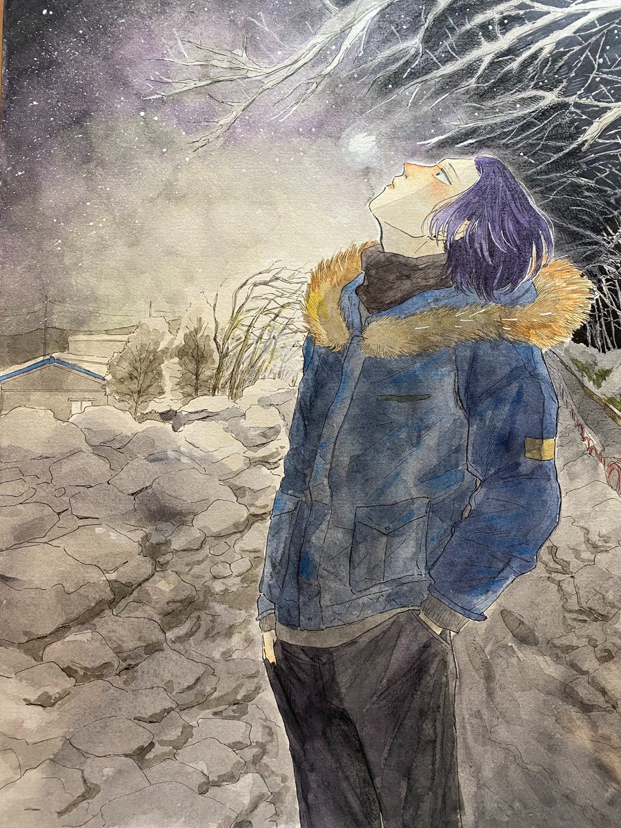 Matsumushi0412's tweet photo. 林檎の国のジョナ第2巻のカバーイラスト原画です。 https://t.co/04UlVWoJb2