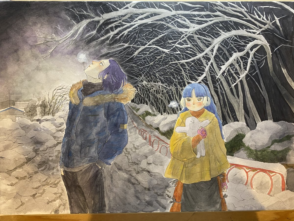 Matsumushi0412's tweet photo. 林檎の国のジョナ第2巻のカバーイラスト原画です。 https://t.co/04UlVWoJb2