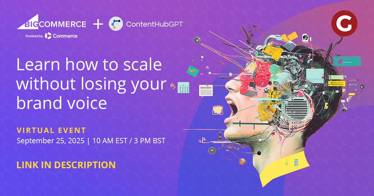 Scaling content across 9K+ products in 39 countries? 
Learn how to keep your brand voice consistent with GenAI. Join our webinar Sept 25, 3 PM BST.

hubs.ly/Q03Jg73d0

#GenAI #DigitalCommerce #ProductContent #SEO #ContentHubGPT  #BigCommerce #GSPANN #Webinar