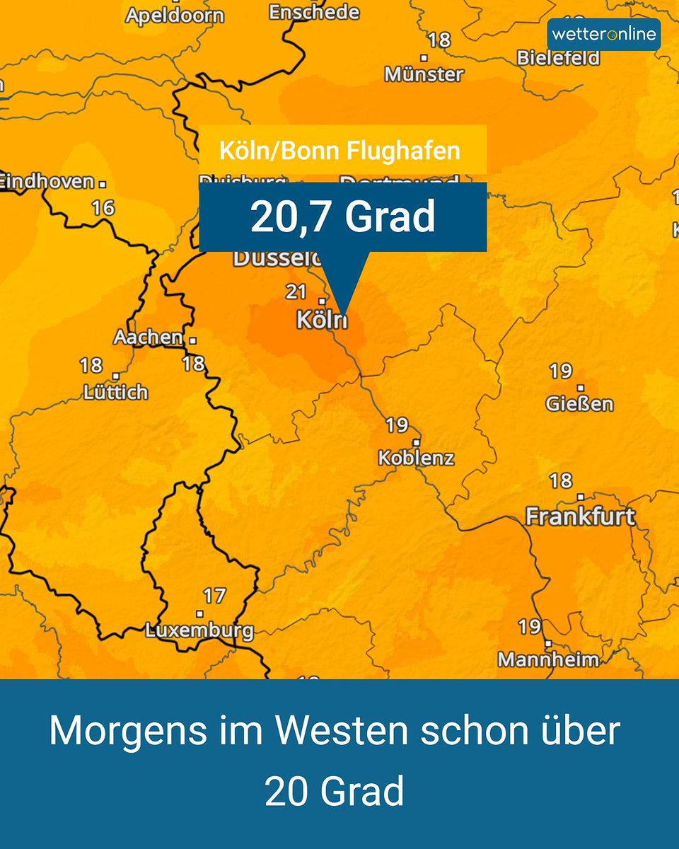 WetterOnline's tweet image. 🌡️ War das ein warmer Morgen heute früh im Westen und Südwesten! Welche Temperaturen gab's denn bei dir?

➡️ to.wetteronline.de/sehr-milder-wo… 

#Wetter #Wärme #Morgen #Montag #Temperatur