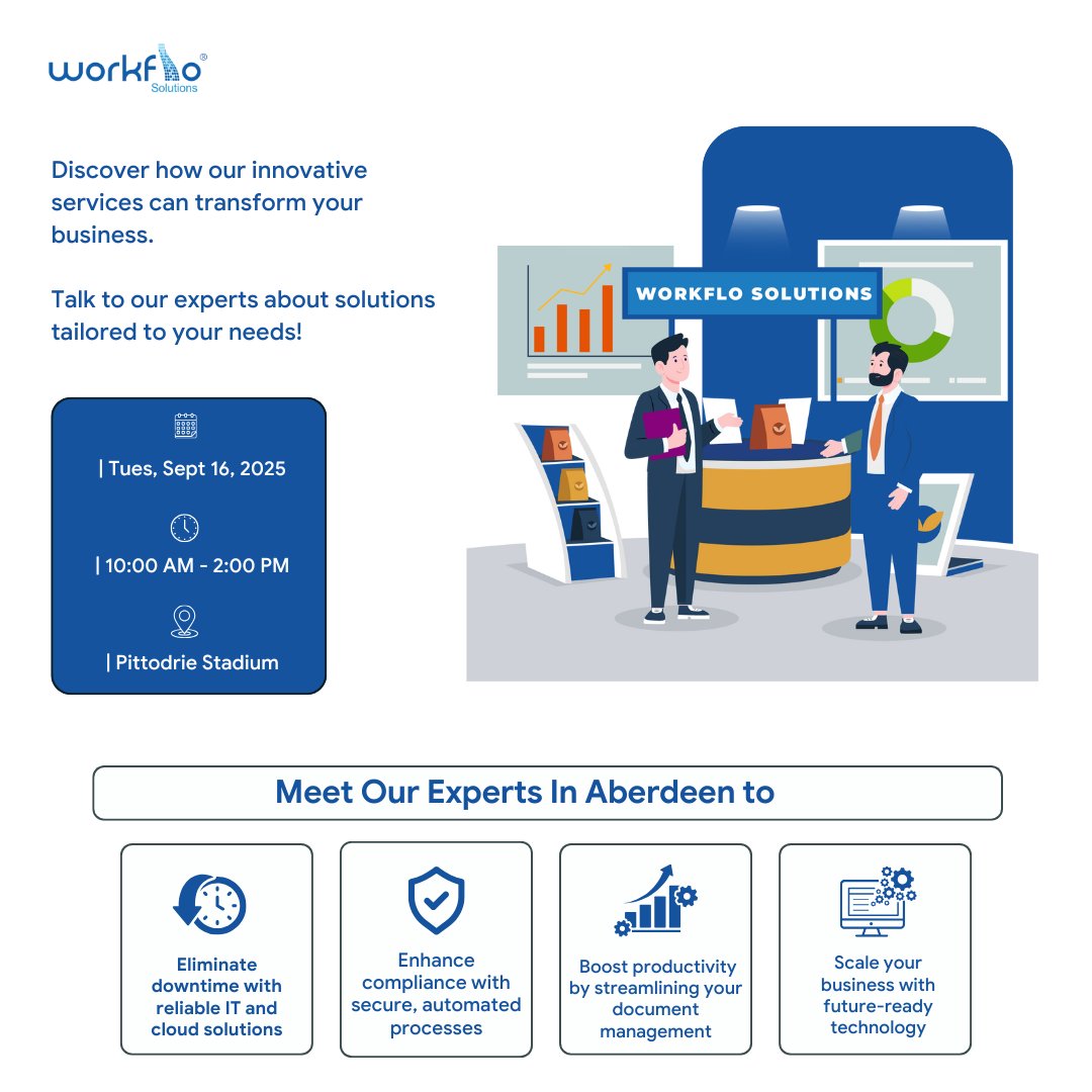 Workflo_sol's tweet image. Aberdeen, we are ready for you!

Join us tomorrow at #HashtagEvent and discover IT, cloud, print, and document solutions designed to improve efficiency and security.

#Aberdeen #ITSupport #PrintManagement #BusinessEfficiency