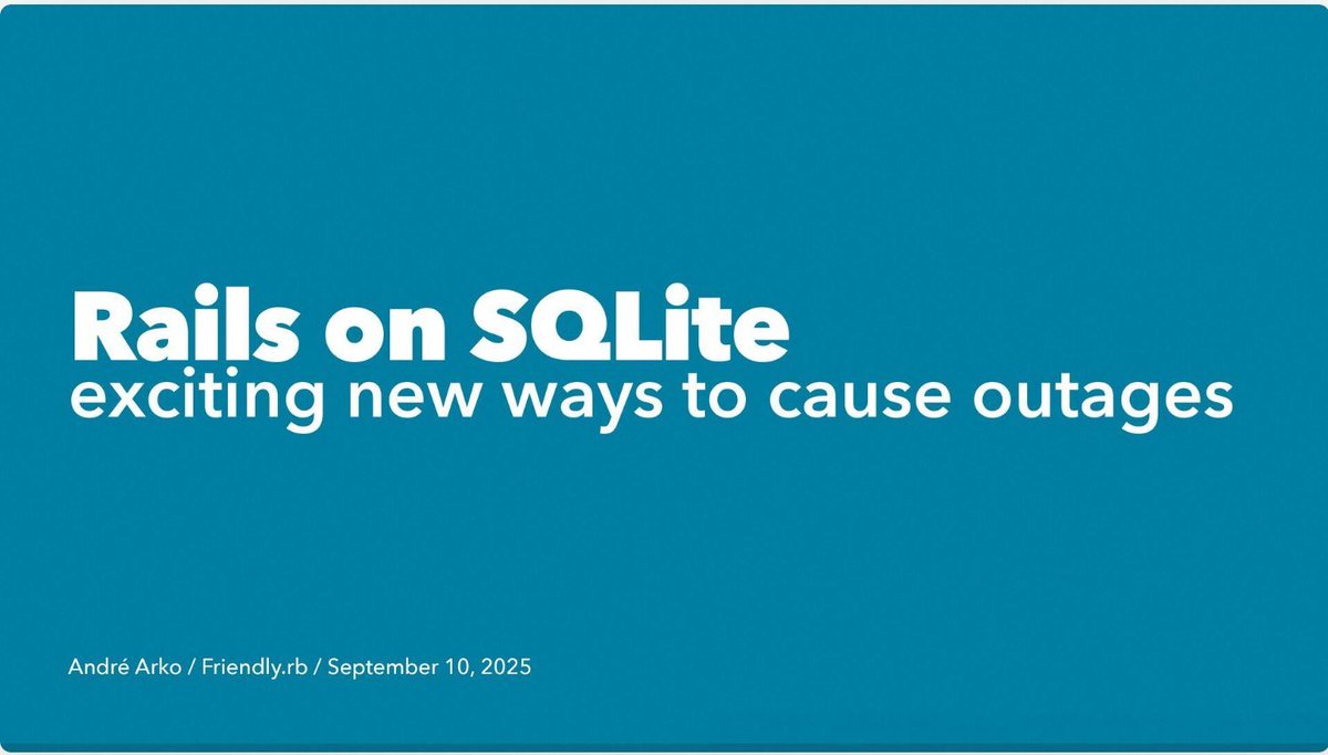 davilagrau's tweet image. Rails on SQLite: exciting new ways to cause outages 
#databases #edu
buff.ly/Z2Aim44