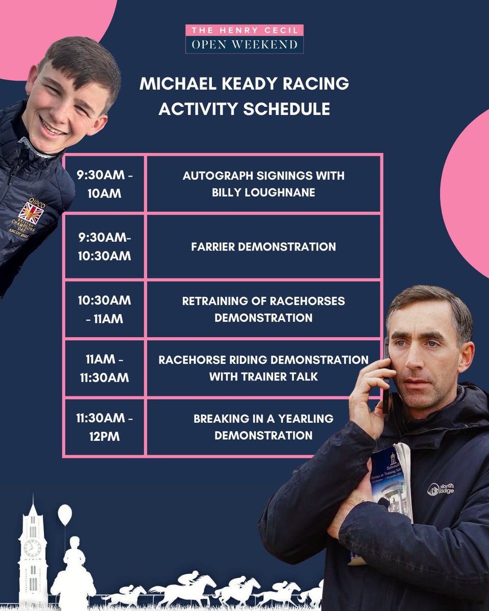 Are you looking forward to The Henry Cecil Open Weekend 🤩

Check out the array of activities happening at Michael Keady’s this Sunday‼️

🎟️ Tickets are still available to visit Michael and so many others this weekend: thejockeyclub.co.uk/newmarket/even…
