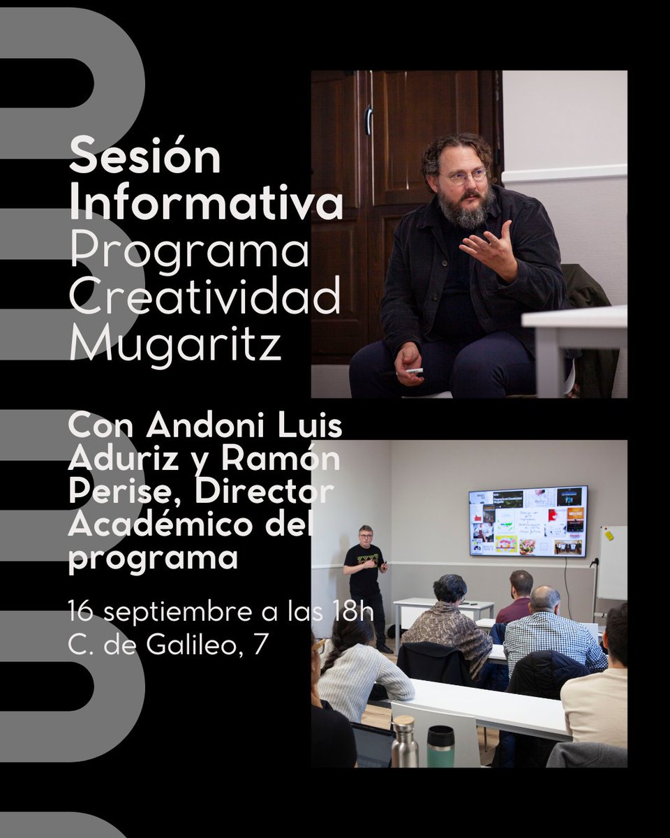 🚨 ¡Mañana es el día! 🚨

A las 18h celebramos la sesión informativa de la 2ª promoción del Programa en Creatividad Mugaritz en el Conecta Lab de la <a href="/UCOMILLAS/">Universidad Pontificia Comillas</a> (C/ Galileo, 7, Madrid).