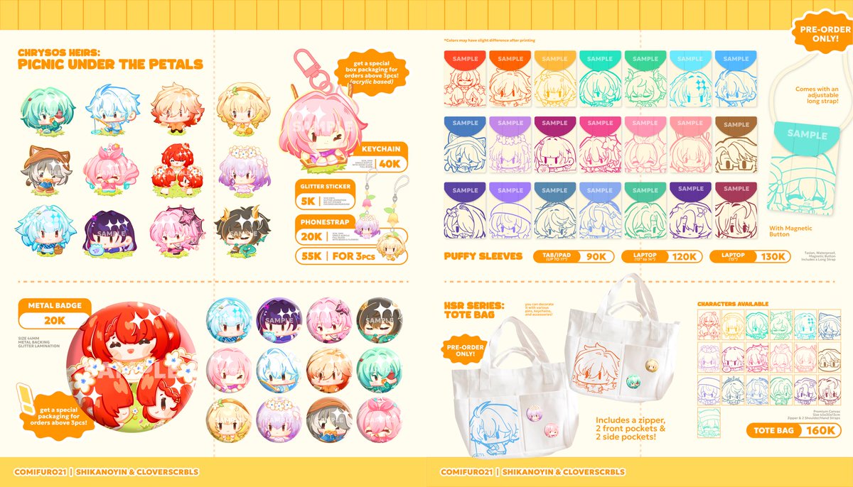 ( RTs + 💛 appreciated )
Fel &amp; Clover’s <a href="/cloverscrbls/">Clover | CF21 prep✍️</a>
#CF21 #CFXXI

BATCH 1 PO &amp; GIVEAWAY is finally here!

🗓️ 15~22 Sep 2025
🛍️ both days pick up &amp; mails
✏️ hsr, genshin, jjk, pokemon

📨 intl GOs, please dm first
🔗 forms.gle/7tFiwX83fLFry3…

#cf21catalogue #comifuro21