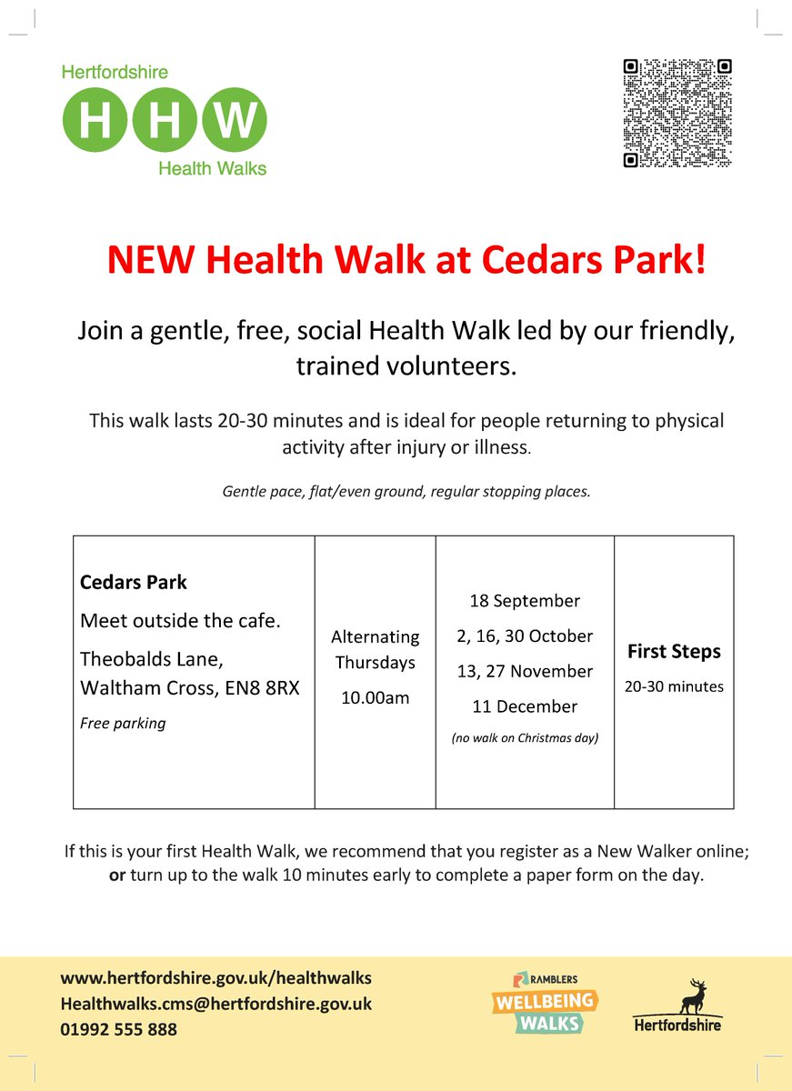 ActiveBrox's tweet image. 🚶‍♀️ Step into Wellbeing at Cedars Park! 🚶‍♂️

Our free, friendly Health Walks begin TOMORROW! 🎉
Enjoy 20–30 minutes of gentle walking with regular stops.

📍 Meet: Outside the café, Cedars Park, Waltham Cross

🗓️ First Walk: Tomorrow – Thursday 18 Sept at 10am