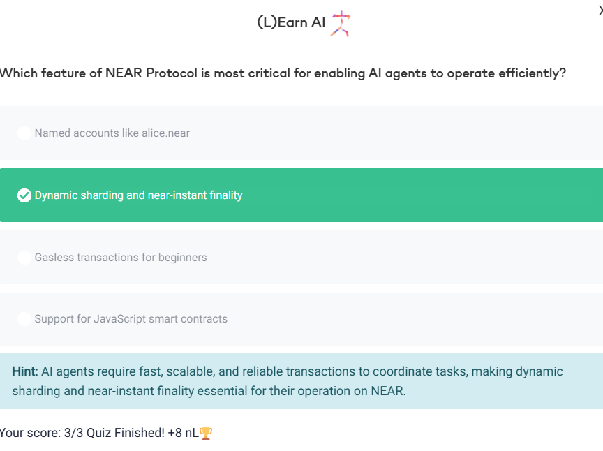 LinhSquared's tweet photo. Studying with Verifiable AI  is the future of learning. Already live at @LearnNEAR 📷 https://t.co/YmBwDV61ia