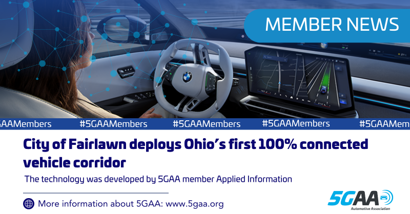 5GAA_official's tweet photo. 🤩Exciting news from #5GAAMember in the U.S.! Fairlawn, Ohio, is launching the state’s first fully #ConnectedVehicle corridor — powered by @AppInfoInc.
Features include priority green lights for emergency vehicles & buses, school zone protections and more!
⬇️More info⬇️